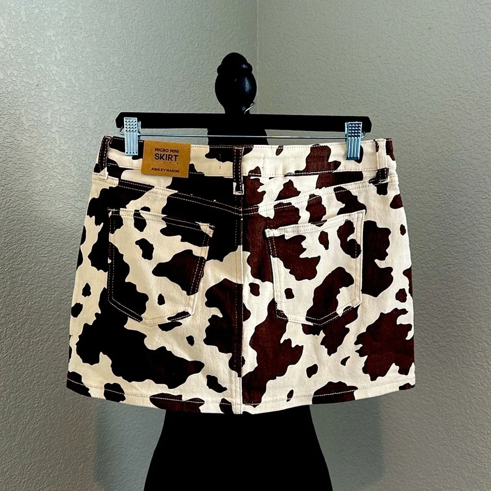 Ashley Mason Brown and Cream Patterned Mini Skirt - Picture 4 of 6